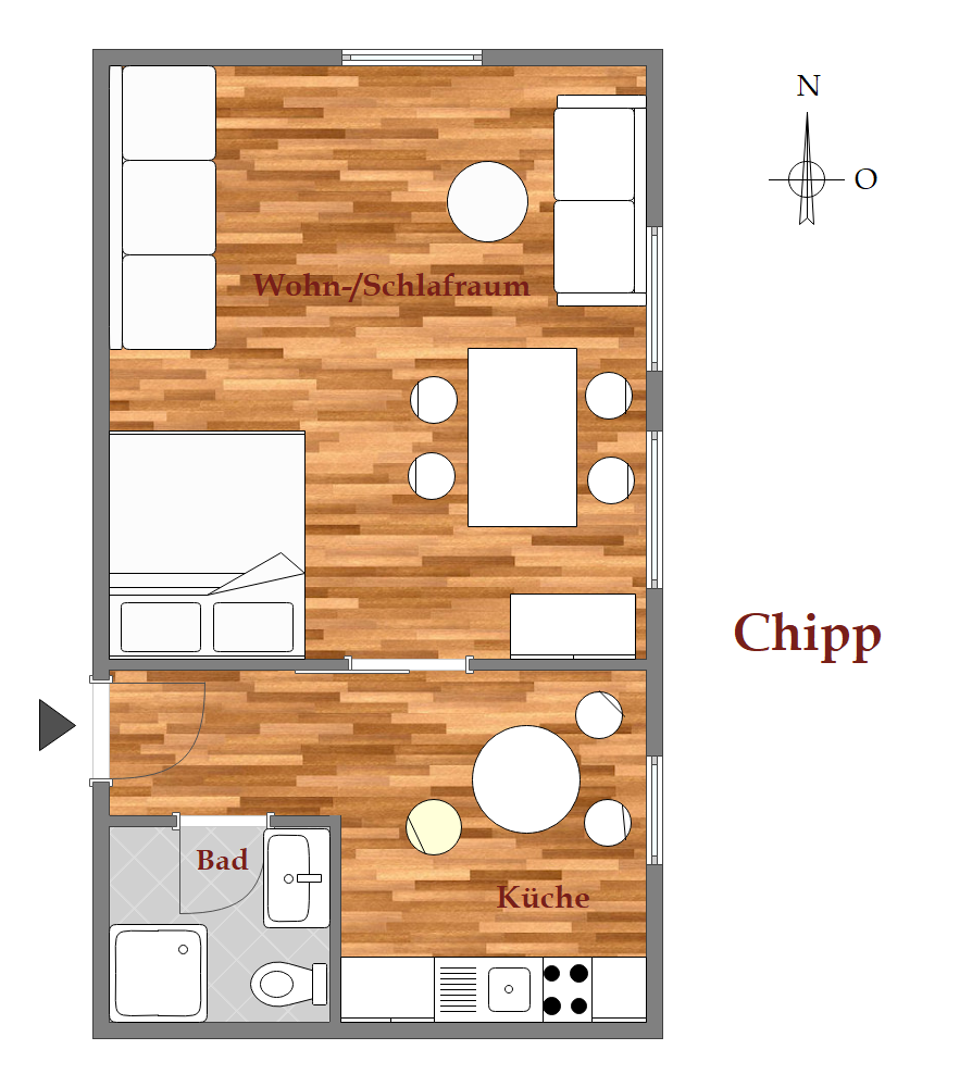 Grundriss Appartement Chipp, Le Bouveret - Ferienwohnungen Reinartz Oberstaufen